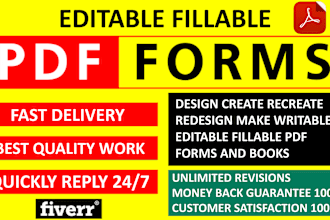 design create recreate redesign make editable fillable pdf forms, books