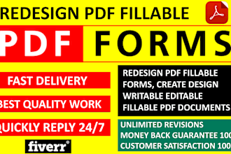 redesign pdf fillable forms, create design editable fillable pdf documents