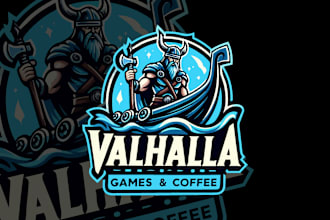 design unique and creative viking and viking ship mascot logo