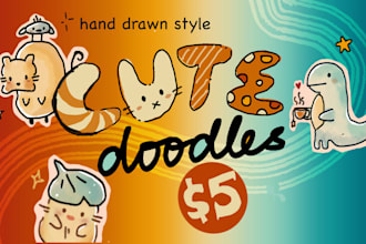 draw cute doodle illustrations for stickers
