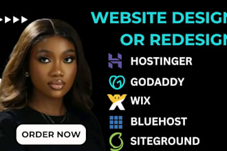 design or redesign hostinger website, siteground, bluehost, godaddy, wix website