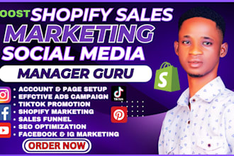 be your shopify marketing manager fb ads tiktok shop social media post promotion
