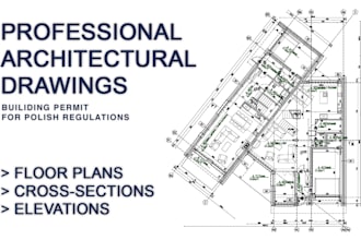 create building permit technical drawings for polish regulations in autocad