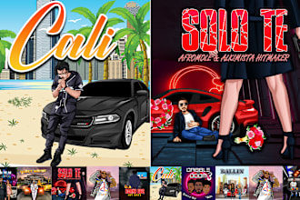 draw cartoon portrait, cartoon cover, mixtape or single cover