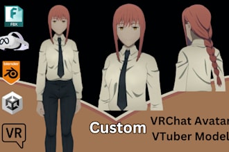 design vtuber 3d avatar model, vrchat avatar, anime avi model vrc furry avatar