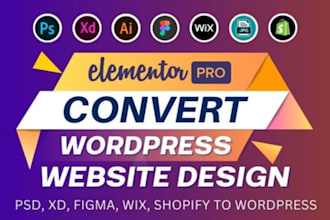convert migrate figma to elementor pro, xd, psd figma to wordpress,figma to divi