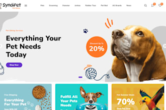 design pet shopify store pet dropshipping store pet product store pet website