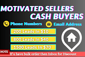provide real estate motivated seller and cash buyer leads with skip tracing