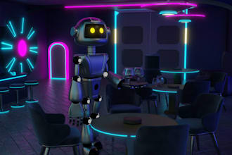 design 3d isometric gaming room and streaming room