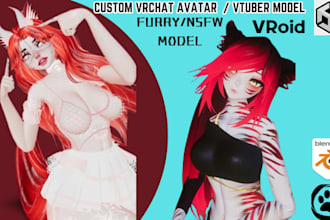 design furry model vrc avatar vtuber model 3d model fursona avatar gmod avatar