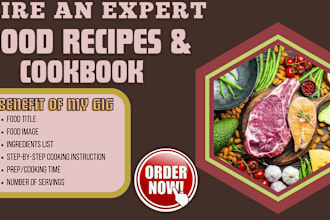 write recipes for cookbook, ebook, recipe book, food blog, and meal plan