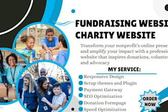 build fundraising website, nonprofit website, charity website, donation system