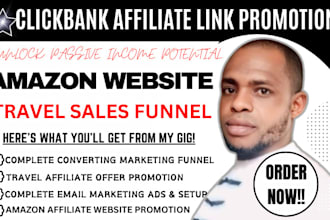 promote clickbank affiliate link promotion, amazon website, travel sales funnel