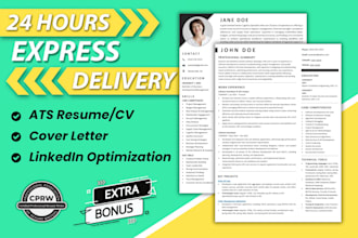 write ats resume, CV, cover letter and optimize linkedin profile
