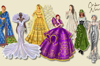 draw digital fashion illustrations, sketches and editorials