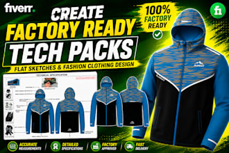 create professional factory ready tech packs for clothing brands