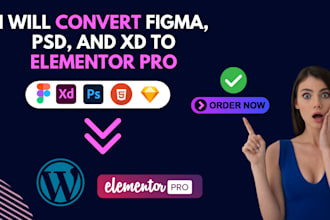 convert figma, PSD and xd to elementor pro websites