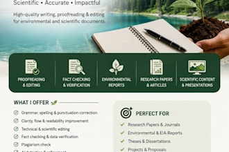 edit environmental reports, research articles, and scientific content