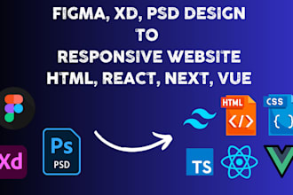 convert figma to HTML, PSD to react, tailwind css