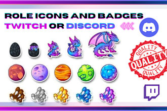design role icons set pack, badges, emotes emoji,  for twitch, discord or kick