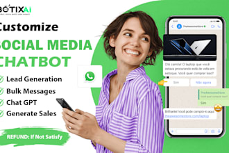 develop custom whatsapp telegram and discord chatbot using manychat