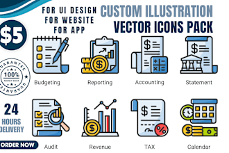 design unique custom illustration vector icon set pack for UI and website or app