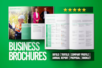design trifold or bifold brochure, company profile, leaflet design