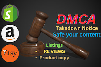 takedown infringing product listing from ebay, temu shopify, amazon under dmca