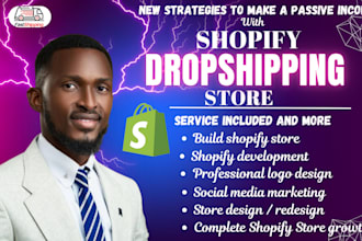 build a passive income shopify dropshipping store or shopify website