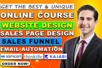 build online course website, thinkific, kajabi, samcart sales page, teachable