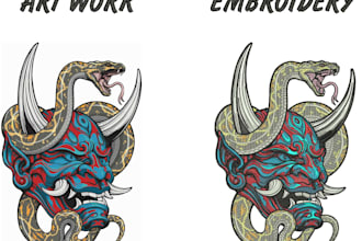 do embroidery digitizing design into dst pes pxf in 1 hour