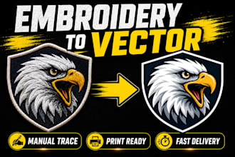 convert embroidery logo or patch into vector