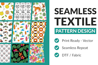 create seamless textile pattern design for fabric, dtf