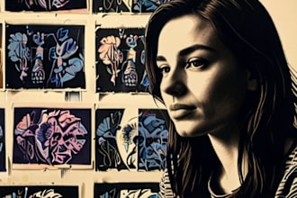 draw a custom portrait in linocut style
