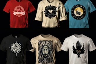create awesome linocut style t shirt design for you