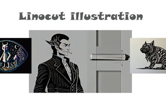 make fantasy or linocut animals portrait
