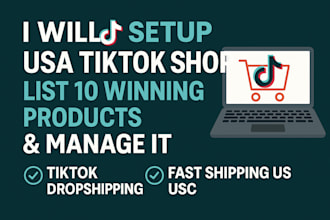 setup USA tiktok shop, list 10 winning products and manage it