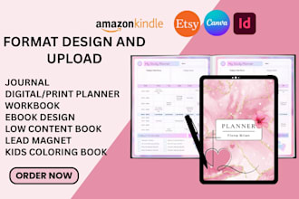 design editable canva ebook, book, custom kdp journal, planner, workbook, etsy