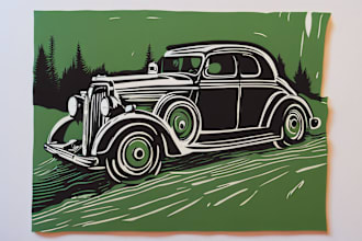 create artistic linocut illustration in my style