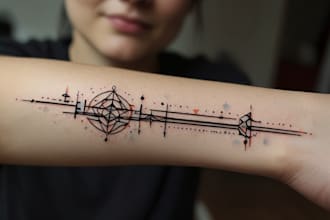 design a linear minimalist tattoo design