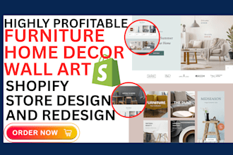 build profitable furniture shopify store wall art store home décor shopify store
