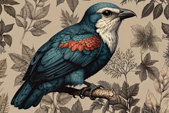 draw an animal and botanical illustration
