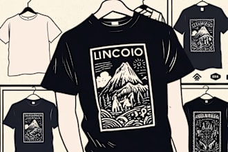 make a linocut t shirt design for brands