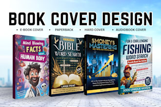 create amazing KDP book cover design adult, kids coloring puzzle book
