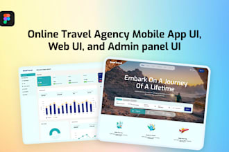 design online travel agency mobile app UI, web UI, and admin panel UI