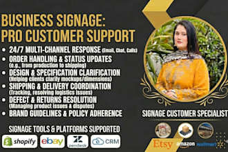 provide business signage customer support service and live chat service