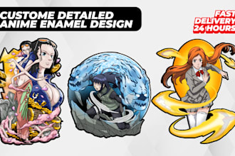 create custom cartoon anime enamel pin design illustration