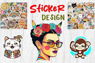 do custom sticker design in 1 hour for you