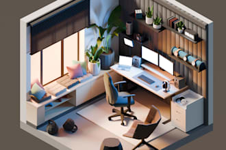 create 3d low poly scene for your needs