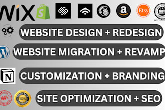create redesign wix website shopify dropshipping store squarespace wordpress SEO